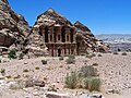 A view of Petra's Monastery from a bit further afield