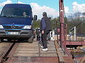 New pontoon bridge over the river Soz close to Korma (Karma), Belarus