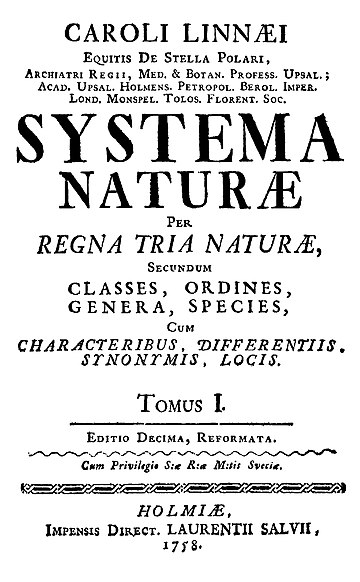 10th edition of Systema Naturae