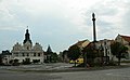 Čeština: Náměstí s radnicí a morovým sloupem ve městě Stříbro, okres Tachov (ČR) English: Square with a townhall and column in town Stříbro in Tachov District in Czech Republic