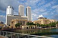 Old Parliament Building, Bank of Ceylon building and WTC twin towers in the Colombo financial district of Fort