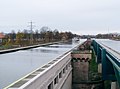 Old and new Mittellandkanal cross the river Weser near Minden