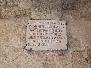 Placa conmemorativa de la obra El Buscón