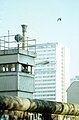 border guards feeding birds on watchtower, November 14, 1989