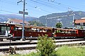 BOB-SPB Zug mit Wagen 3 und 7 sowie Lok 14 im Bahnhof Wilderswil.