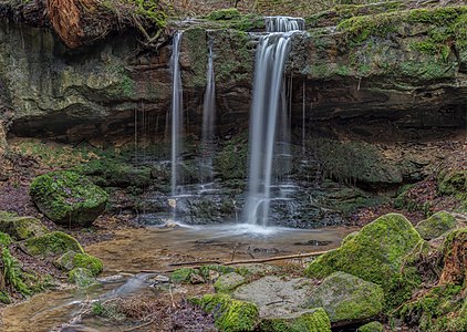 Pfersag waterfall in the district of Lichtenfels in Upper Franconia