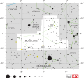 Monoceros constellation map from the International Astronomical Union.