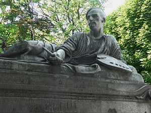 Bronze figure of Géricault in Le Père Lachaise cemetary in Paris