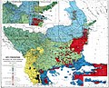 English: French ethnographic map of the Balkans and Macedonia from 1861.