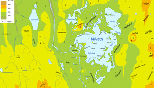 Mývatn with Hverfjall to the east