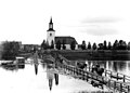 Pontoon bridge near Floda Church in Dala-Floda, Gagnef Municipality, Dalarna, Sweden.