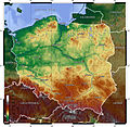 English: Topography Map of Poland 2005 Polski: Topografia Polski