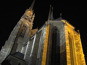 Cathedral of St. Peter and Paul in Brno city, CZ at night