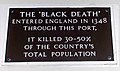 Plague plaque in Weymouth, England.