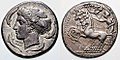 Tetradrachma: Quadriga / Arethusa