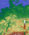 Topographic map Topographische Karte Deutschlands, vgl. Deutschland topo.jpg