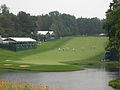 The 18th hole of the Congressional Country Club's Blue Course during the 2007 AT&T National tournament. This was the 17th hole during the 1997 U.S. Open, before the old 18th par 3 was replaced by the new 10th hole.