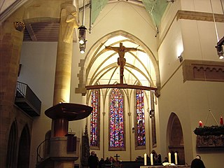 Stuttgart "Stiftskirche", Innenansicht, Blick zum Chor