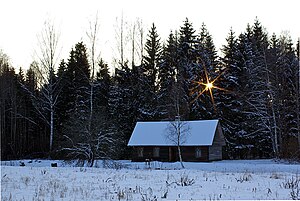 Wintry sunset in Latvia