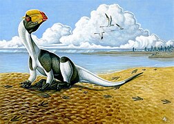 April 10: Dilophosaurus wetherilli in a bird-like resting pose.