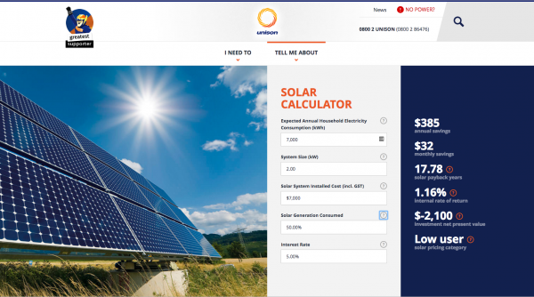 Unison solar calculator