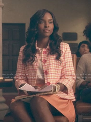 Coco's pink houndstooth jacket on Dear White People