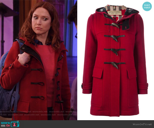 Baysbrooke Duffle Coat by Burberry Brit worn by Kimmy Schmidt (Ellie Kemper) on Unbreakable Kimmy Schmidt