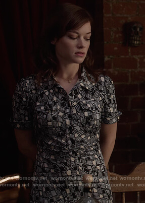 Lisa's geometric print dress on What/If