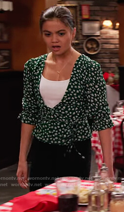 Nick's green floral wrap top on No Good Nick