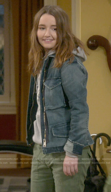 Eve's denim  patch pocket jacket on Last Man Standing