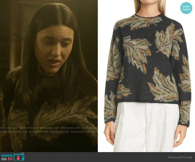 Angela’s leaf print sweater on Dexter New Blood