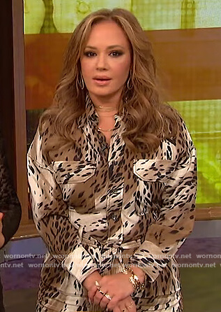 Leah's animal print utility jumpsuit on The Wendy Williams Show