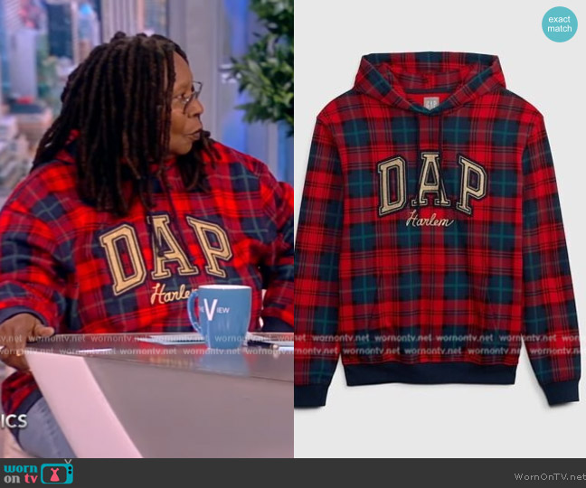 Dapper Dan Harlem Plaid Tartan Hoodie worn by Whoopi Goldberg on The View