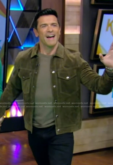 Mark's green corduroy jacket on Live with Kelly and Mark