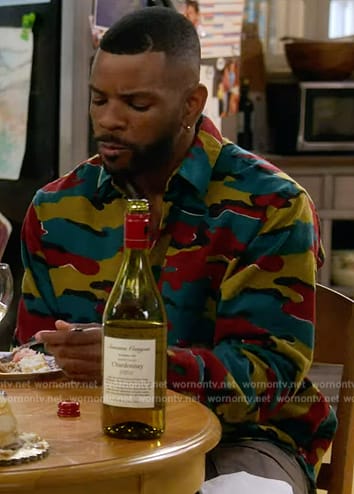 Bernard's camo print jacket on The Upshaws