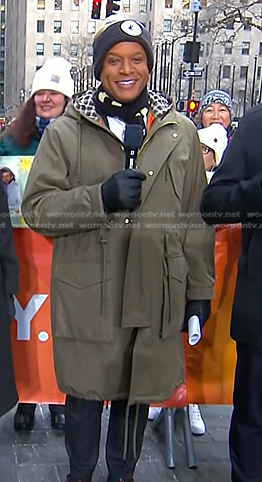 Craig Melvin's army green hooded coat on Today