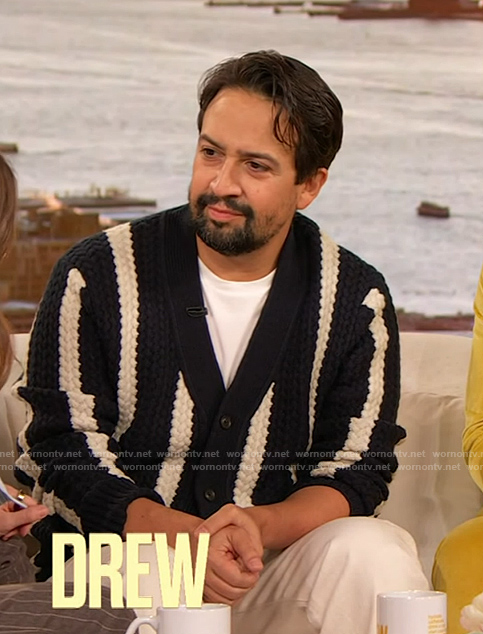 Lin-Manuel Miranda's striped cardigan on The Drew Barrymore Show