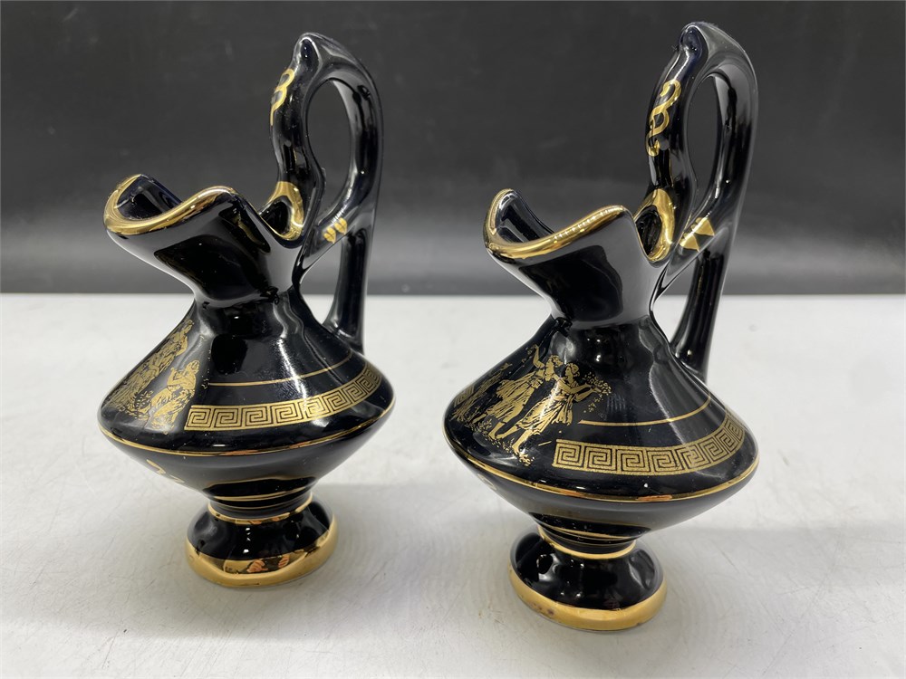 Urban Auctions - 2 FAKIOLAS HANDMADE IN GREECE 24K GOLD VASES 5” & RW ...