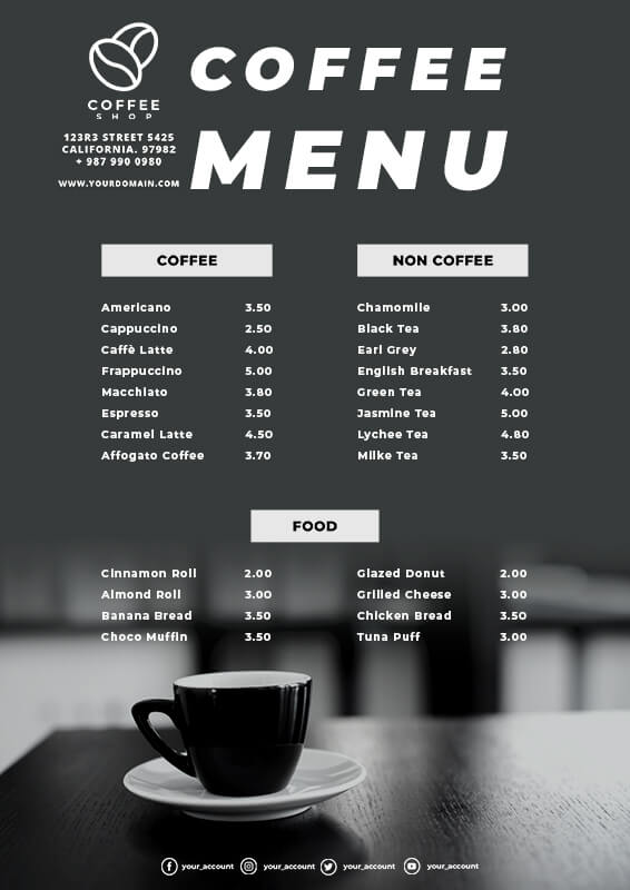 10+ Coffee Shop Menu Template Free PSD | room surf.com