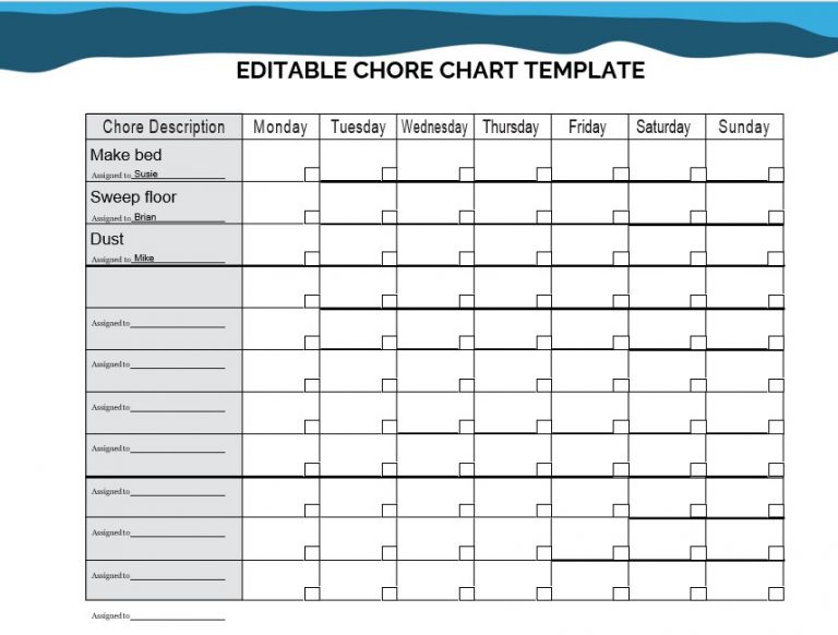 9+ Printable Chore Charts Template for All Purposes | room surf.com