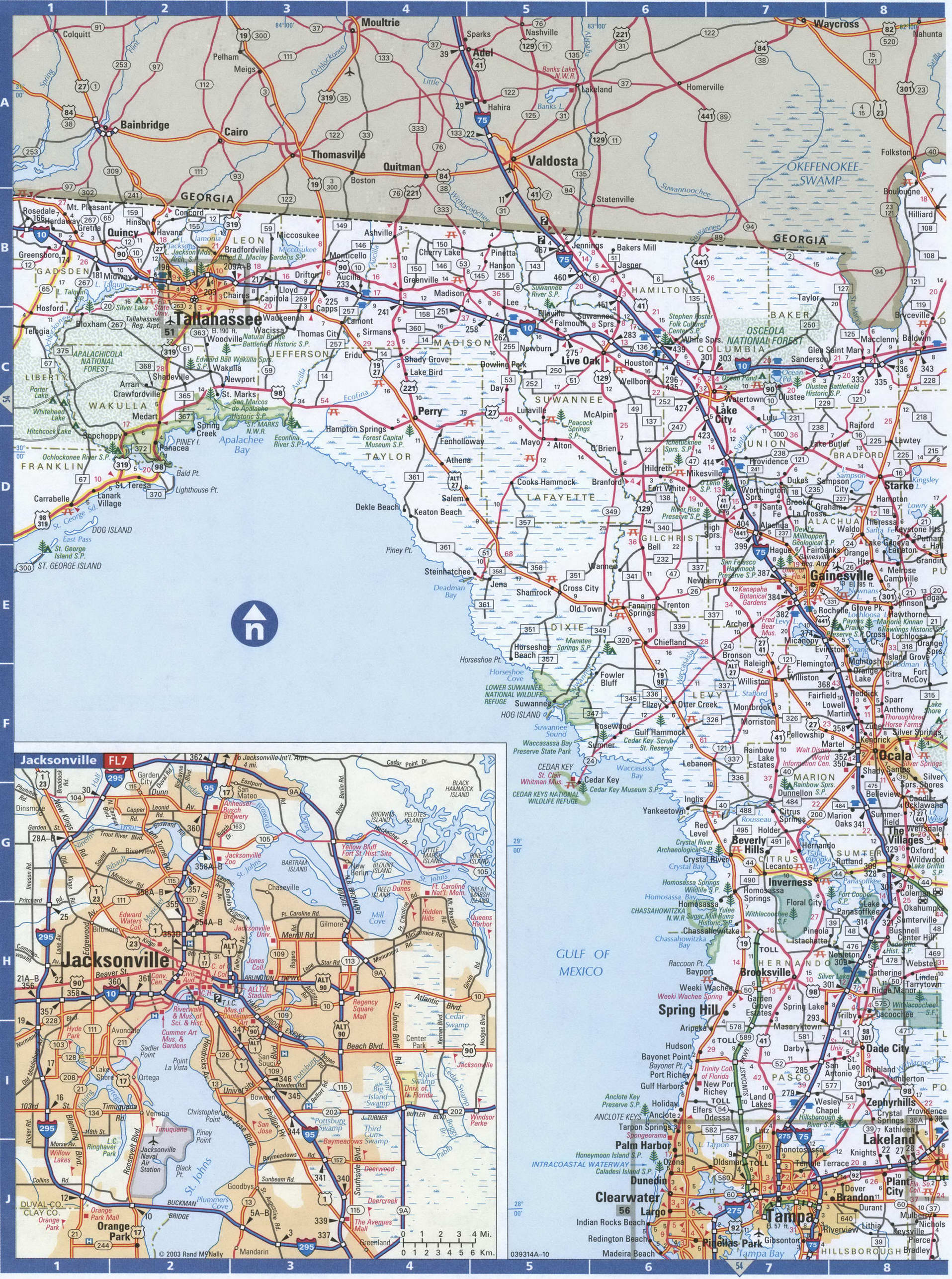 North Florida Map With Cities - United States Map