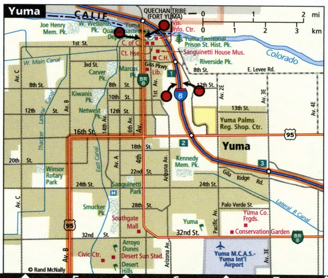 Yuma city road map for truck drivers toll and free highways map - usa