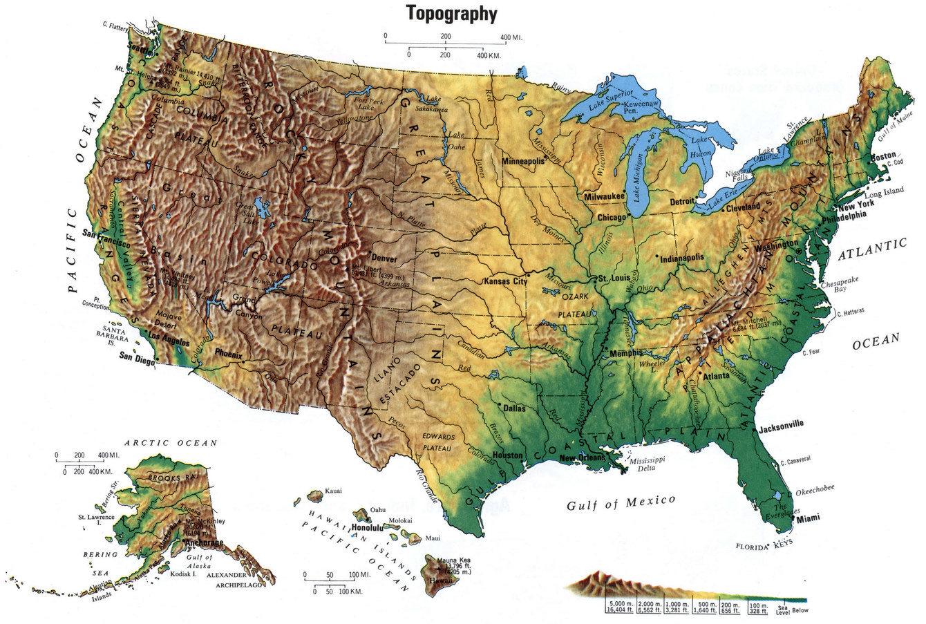 A topographic map is made of elevation contour lines to show the shape ...