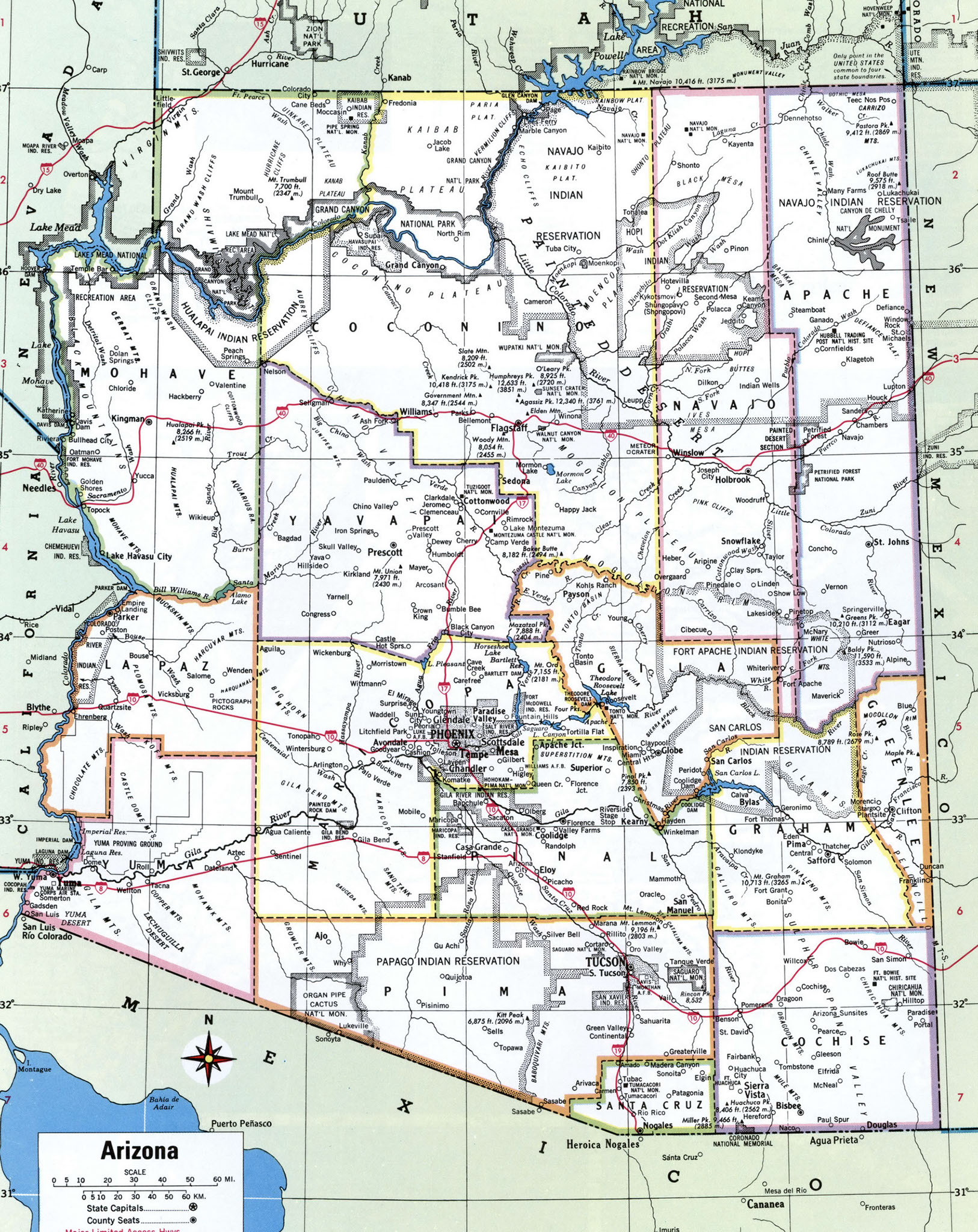 Detailed Map Of Arizona