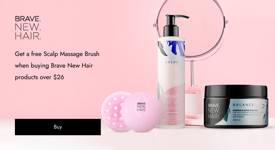 Get a free Scalp Massage Brush when buying Brave New Hair products over $26 