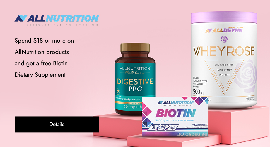 Spend $18 or more on AllNutrition products and get a free Biotin Dietary Supplement