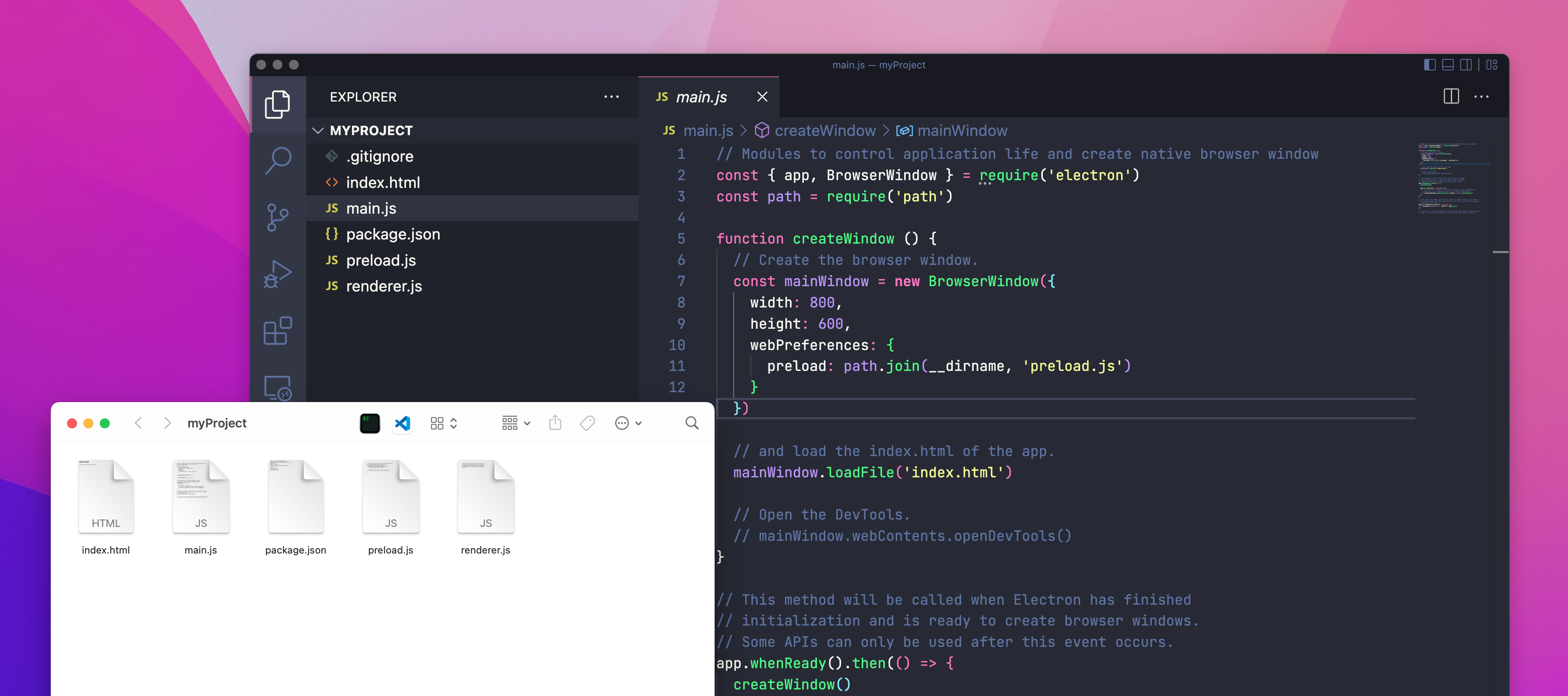 Screenshot: Visual Studio Code with Fiddle Export