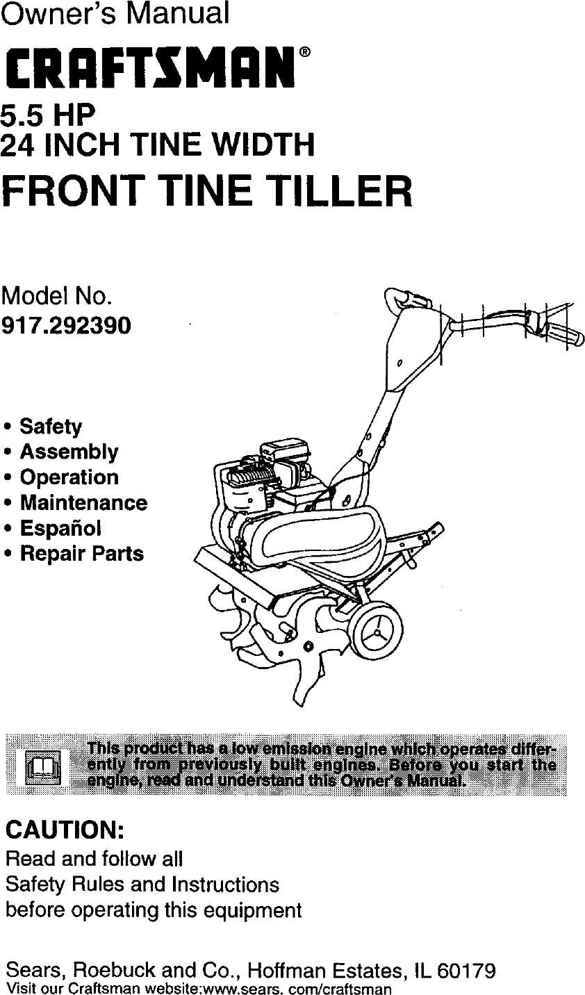 Craftsman Front Tine Tiller Manual