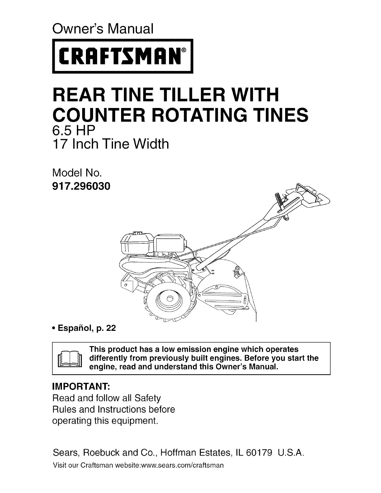 Craftsman Front Tine Tiller Manual