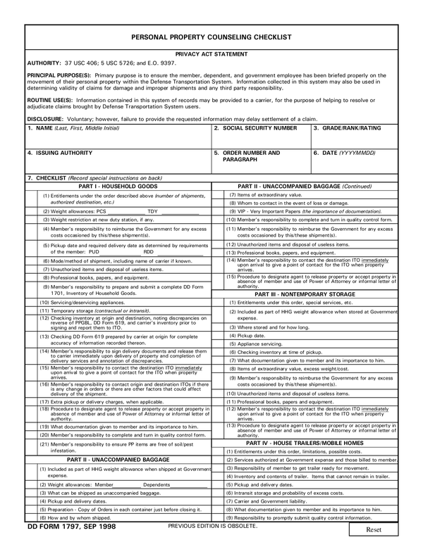 Army Srp Checklist